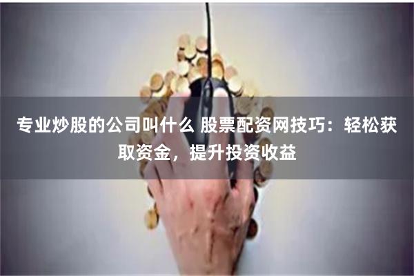 专业炒股的公司叫什么 股票配资网技巧：轻松获取资金，提升投资收益